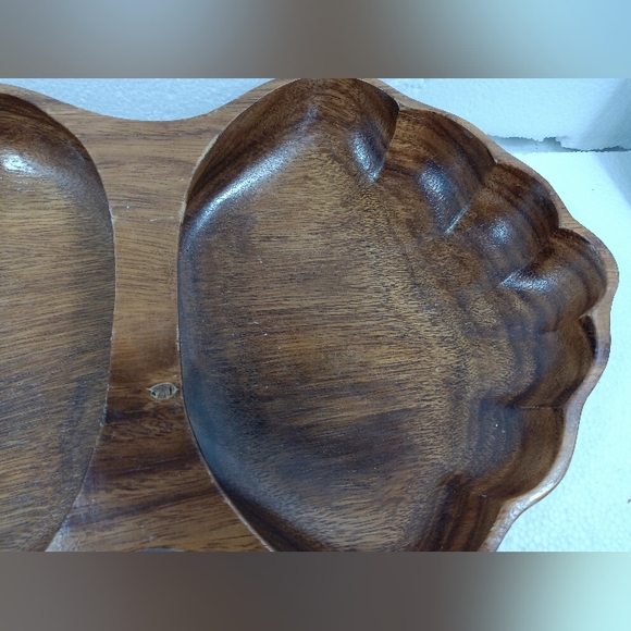Mid Century Margal Of California Wood Serving Dish Open Clam Shell Design - Picture 3 of 7